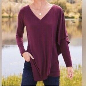 Soft Surroundings Womens Layered Merlot Madeline Tunic Size Medium Asymmetrical